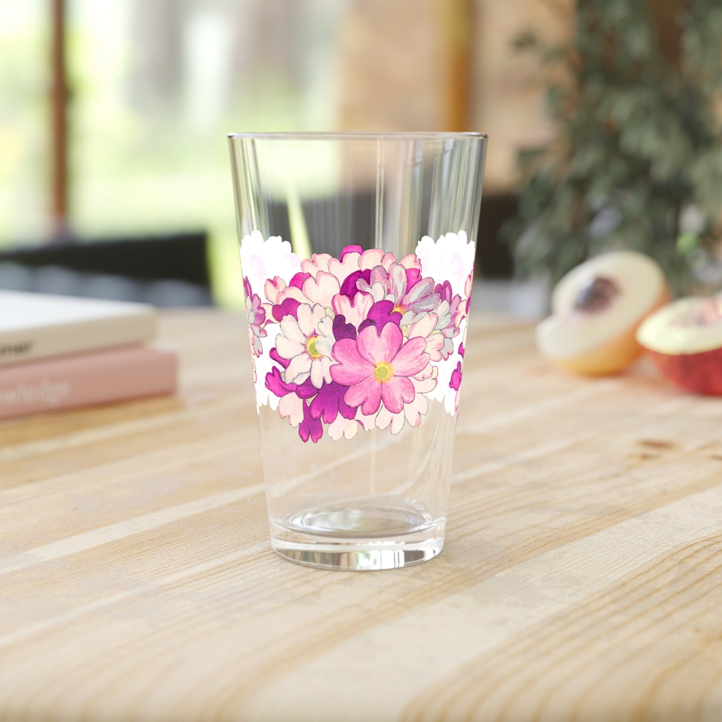 Sweet Pink Blossoms Pint Glass - 16 oz - Sip with a Sprinkle of Pink Petal Perfection!