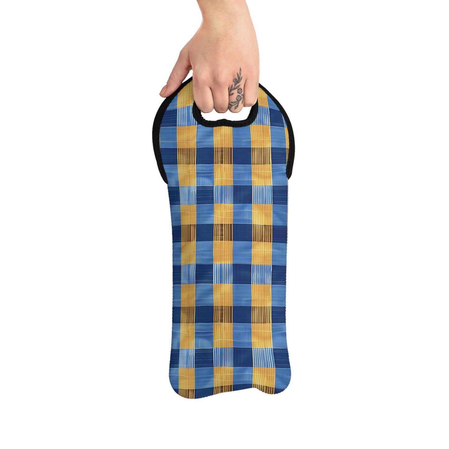 Modern Gingham Wine Tote Bag - 100% Neoprene - Classic Gingham, Reimagined for Modern Flair!