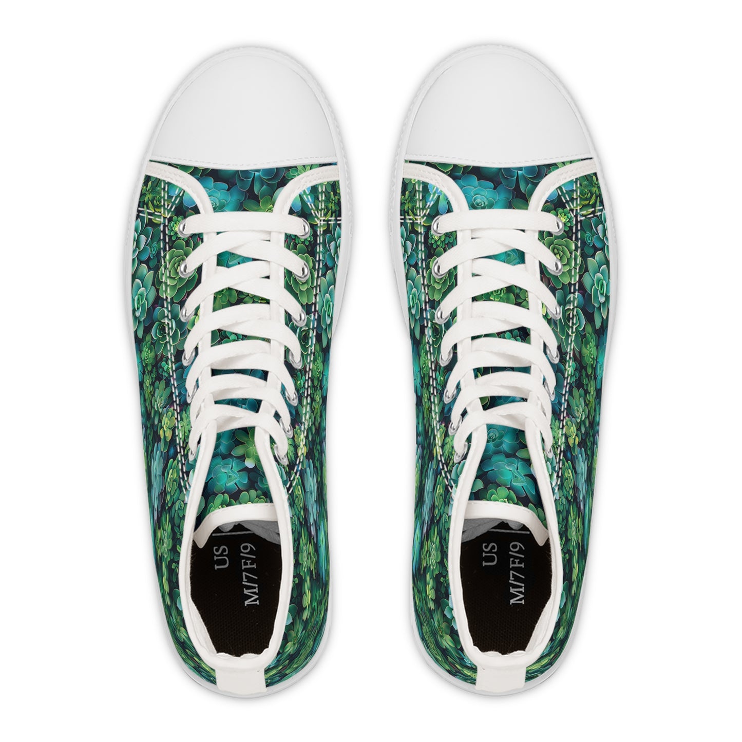 Succulent Forest Ladies' High Top Sneakers - Tread Lightly, Bloom Brightly – Nature's Palette at Your Feet!