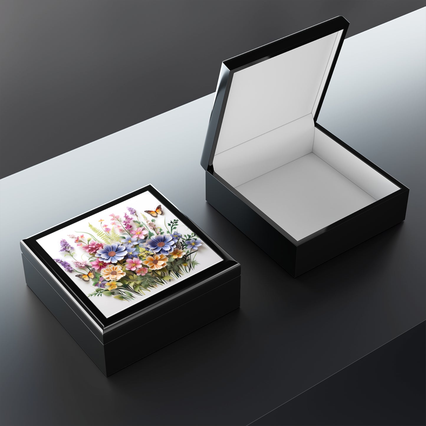 Whimsical Wings & Wildflowers Jewelry Box - A Magical Ode to Nature: Butterflies and Flowers Protect Your Jewelry!