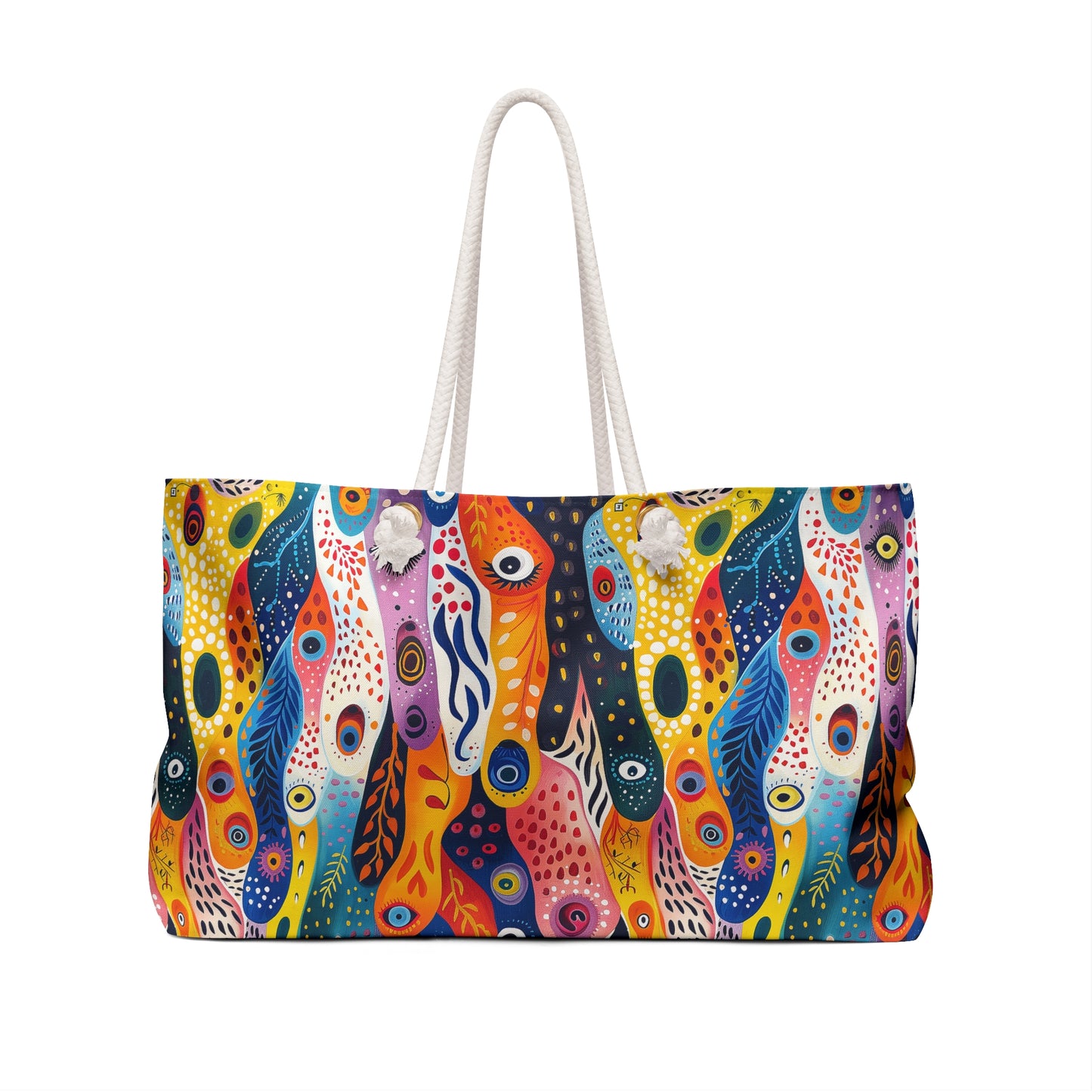 Whimsical Wavy Wonders Weekender Bag - Step into Surreal Style - Where Every Wave is a Playful Pop of Color!