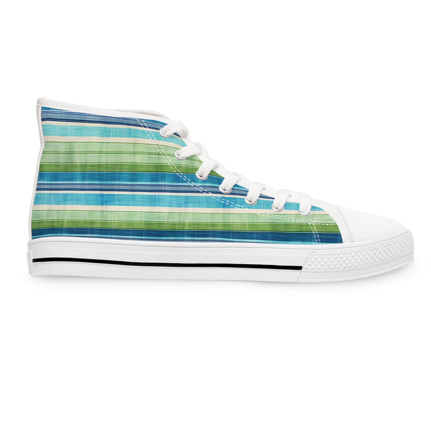 Ocean Whisper Stripes Ladies' High Top Sneakers - Stride with the Tide: Ocean Whisper Stripes High Tops!