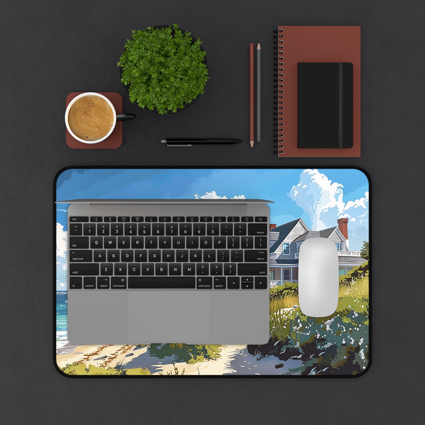 Nantucket Beach House Desk Mat (Desk Pad) - Transform Your Desk with Coastal Bliss! Available in 3 sizes.