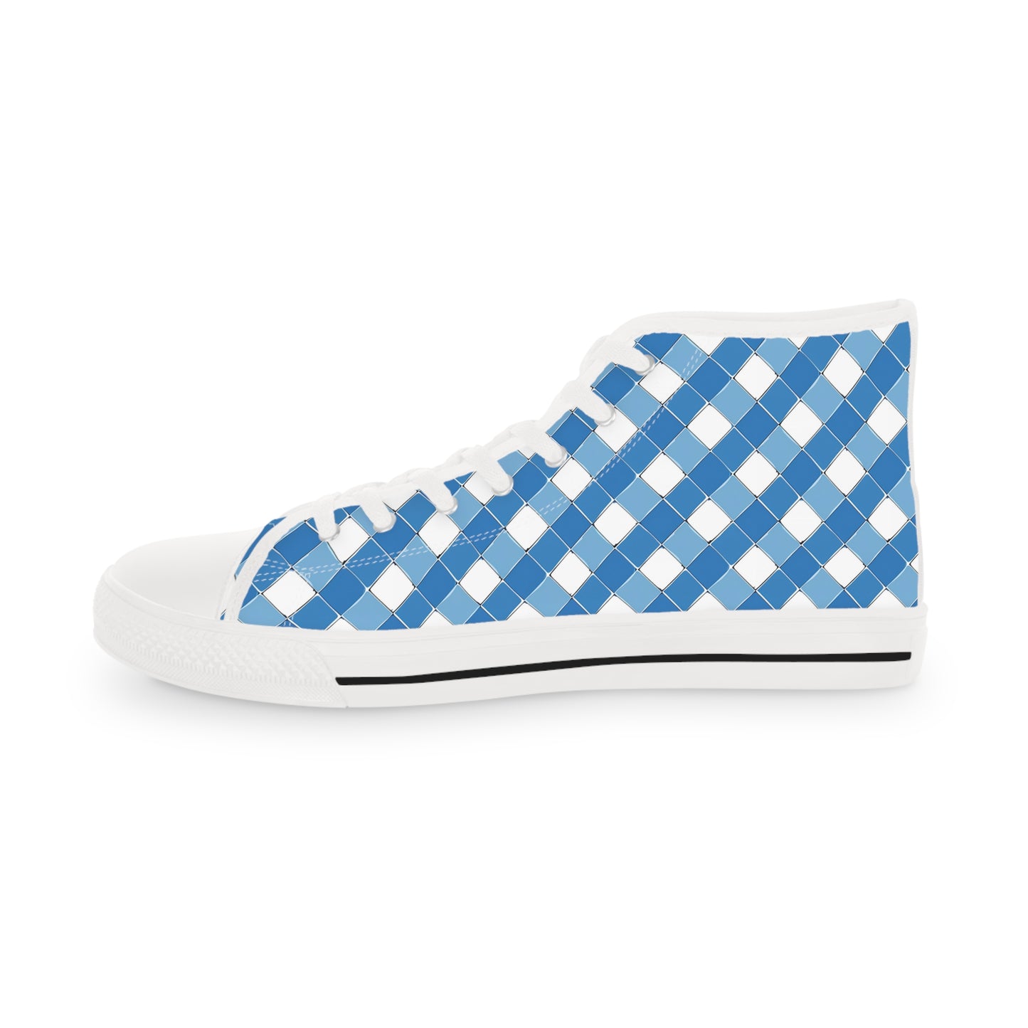 Modern Blue Ribbon Men's High Top Sneakers - Stride in Style - Classic Patterns Reimagined!