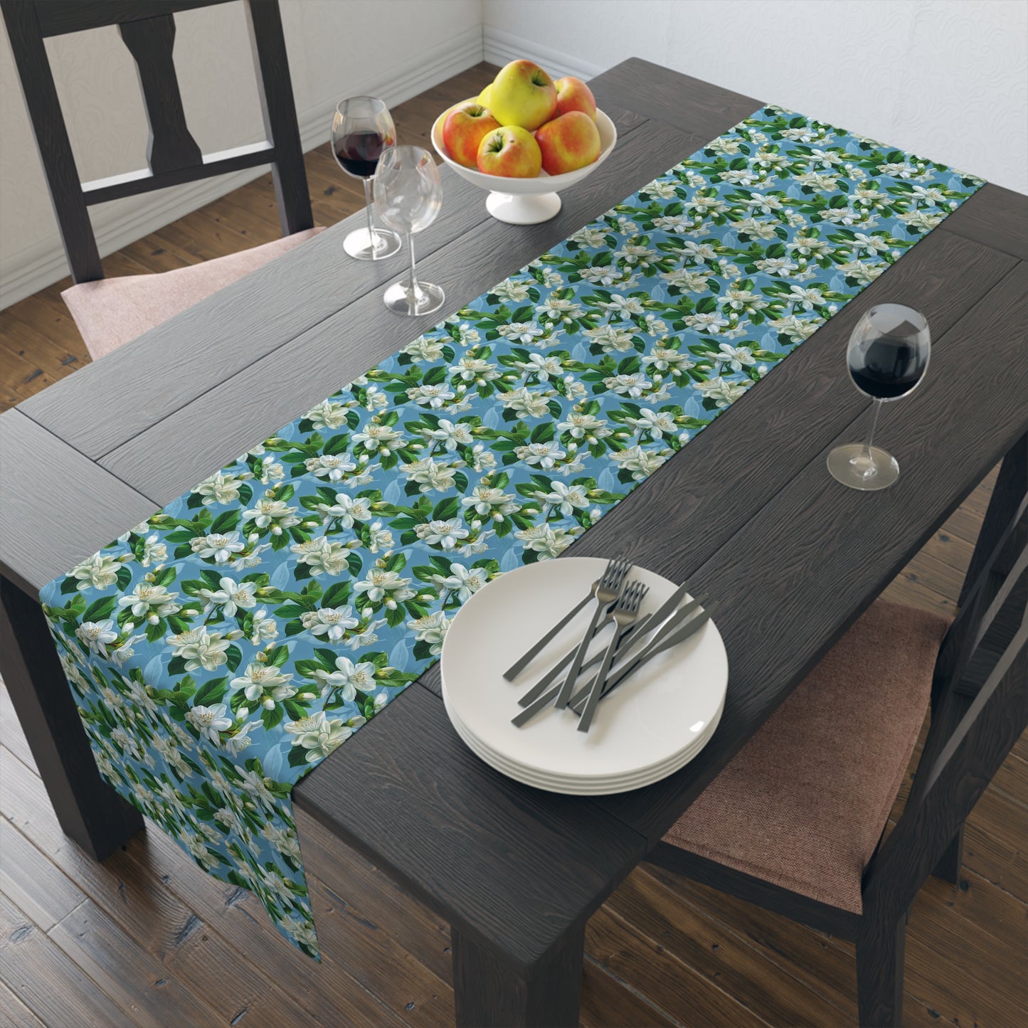Jasmine Whisper Table Runner - Set Your Table in Tranquil Elegance! Available in 2 sizes.
