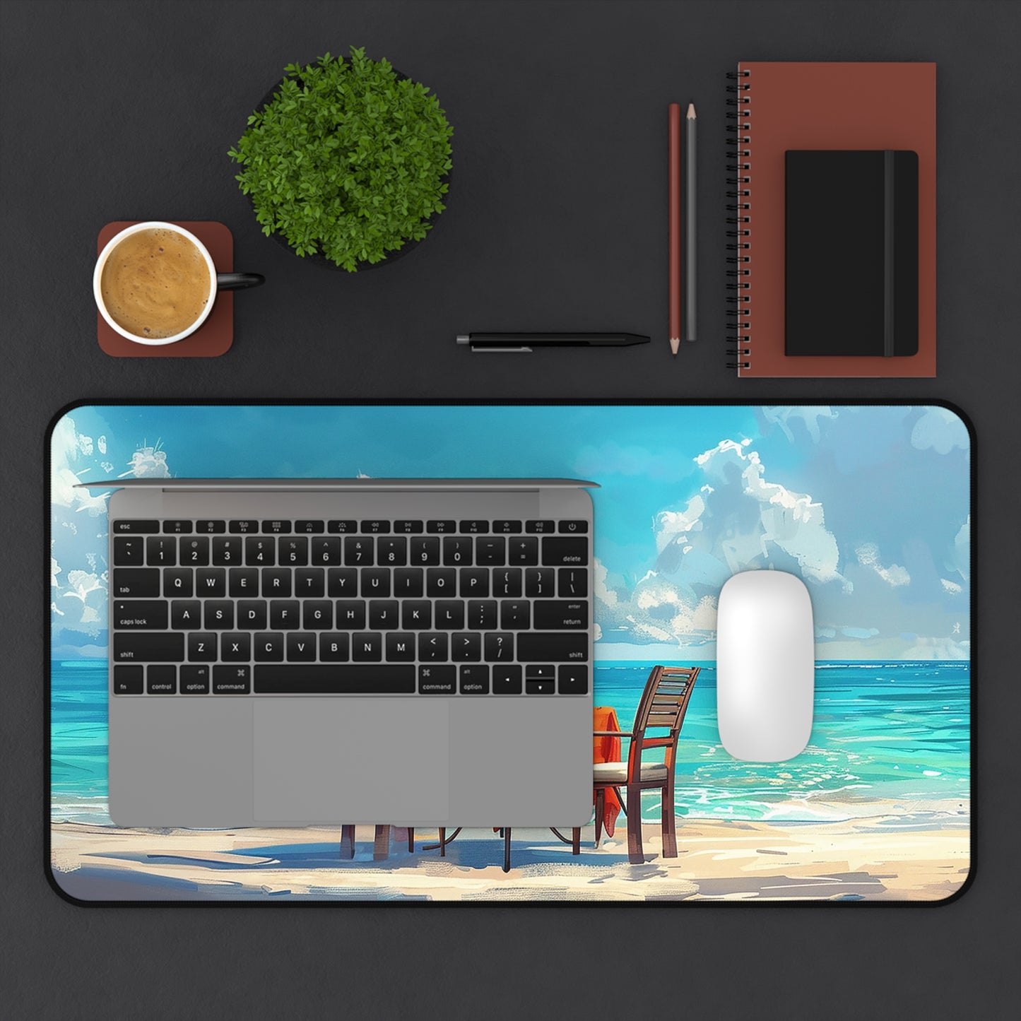 Beachside Dinner Delight Desk Mat (Desk Pad) - Dine in Paradise with Every Task! Available in 3 sizes.