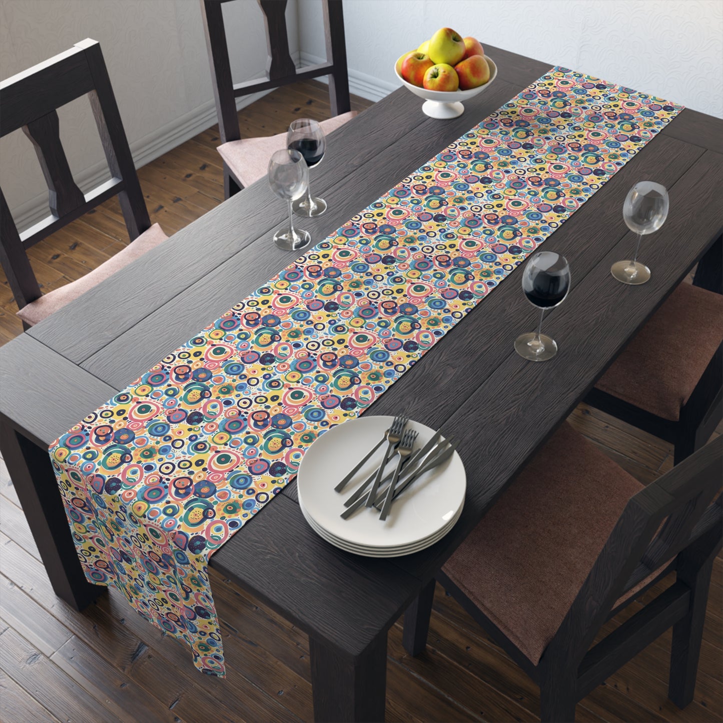 Pop Art Swirls Table Runner - Cotton Twill - Available in 2 sizes: 16" x 72" and 16" x 90".