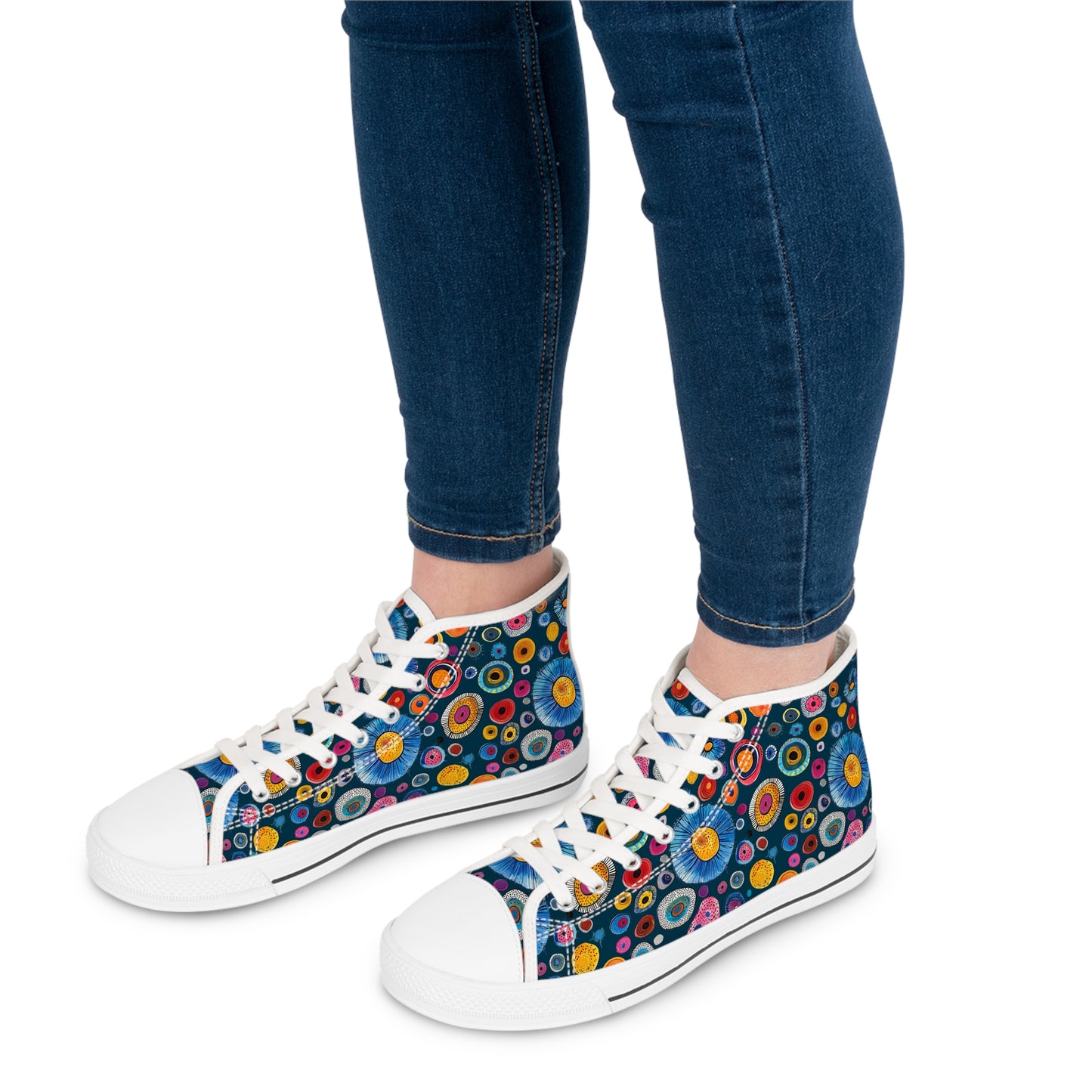 Primordial Space Life Ladies' High Top Sneakers - Explore the Tiny Wonders – Where Science Meets Style!