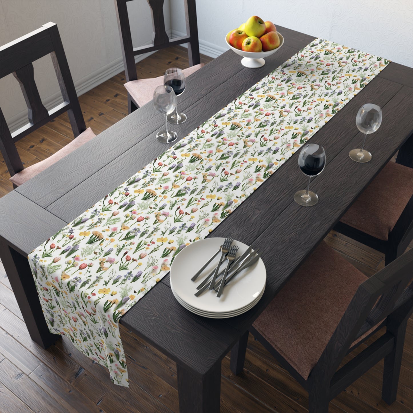 Spring Floral Table Runner - Cotton Twill - Available in 2 sizes: 16" x 72" and 16" x 90".