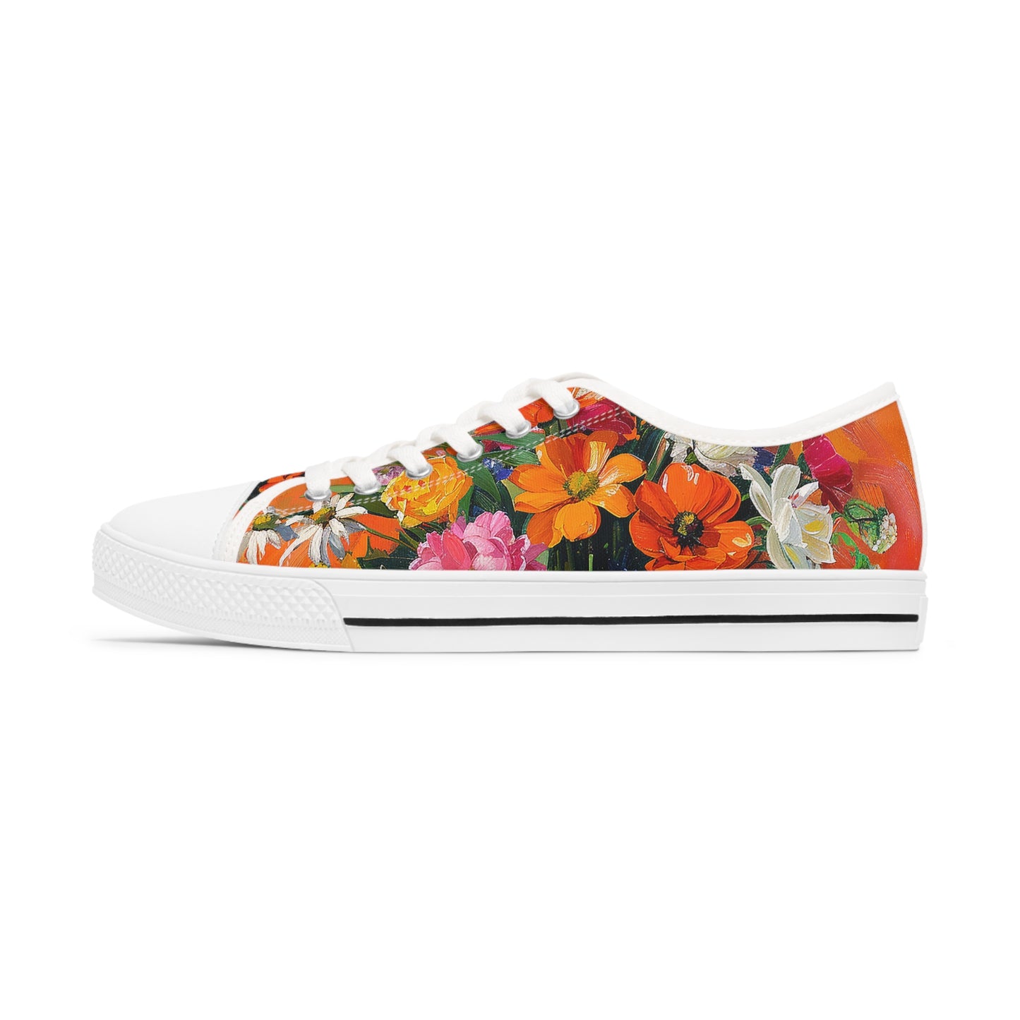 Blossom Blaze Ladies' Low Top Sneakers - Step into Blooming Beauty – Where Every Step is a Burst of Color!