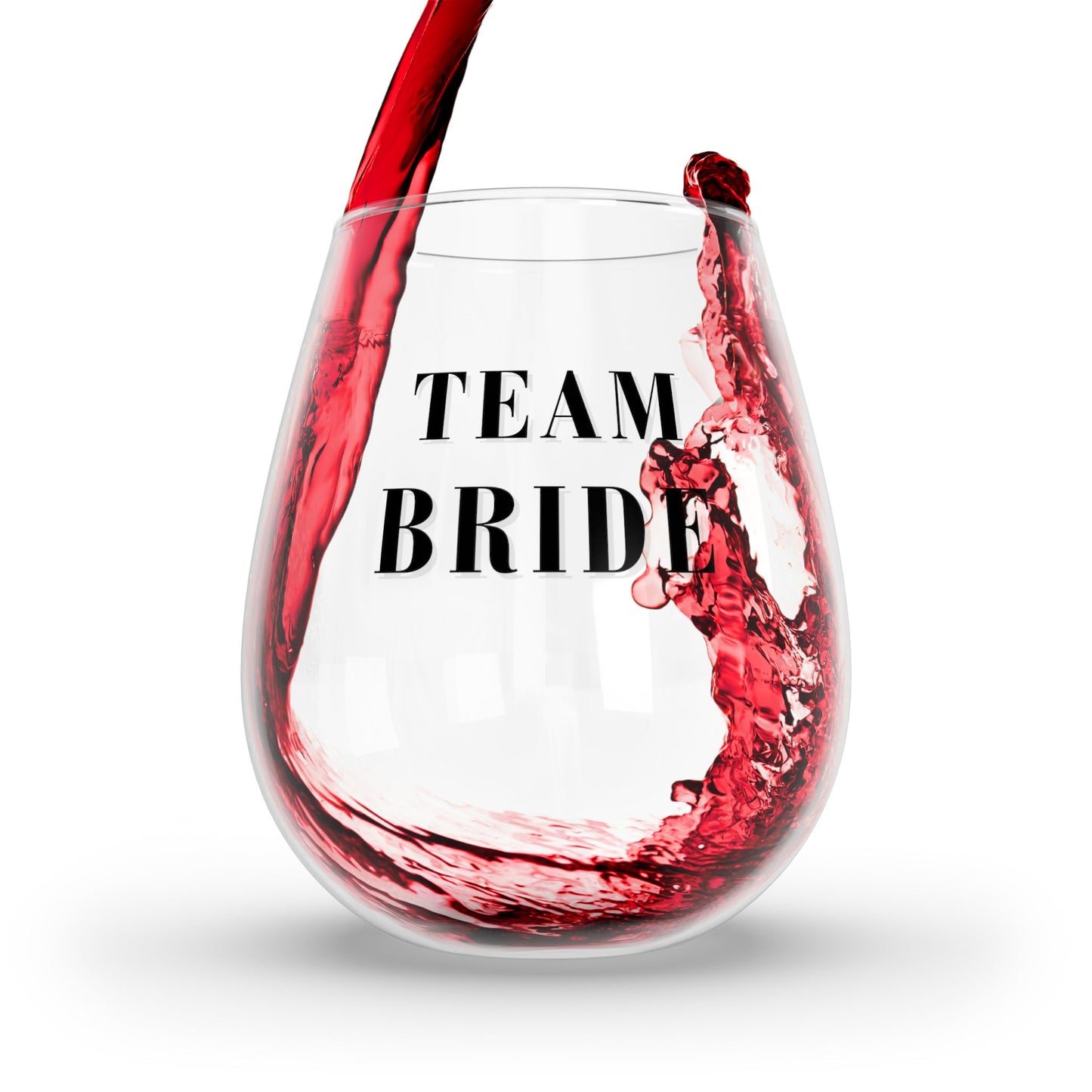 Team Bride Stemless Wine Glass - 11.75 oz - Announce Your Support for the Bride! From our Wedding Collection.