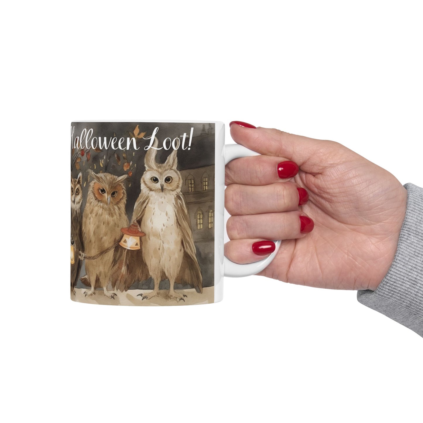 Vintage Halloween Ceramic Mug - 11 oz. - Trick or Hoot, It's Halloween Loot! - Perfect Mug for Owl Lovers and Halloween Fans. Too Cute! (Whoo...Whoo...)