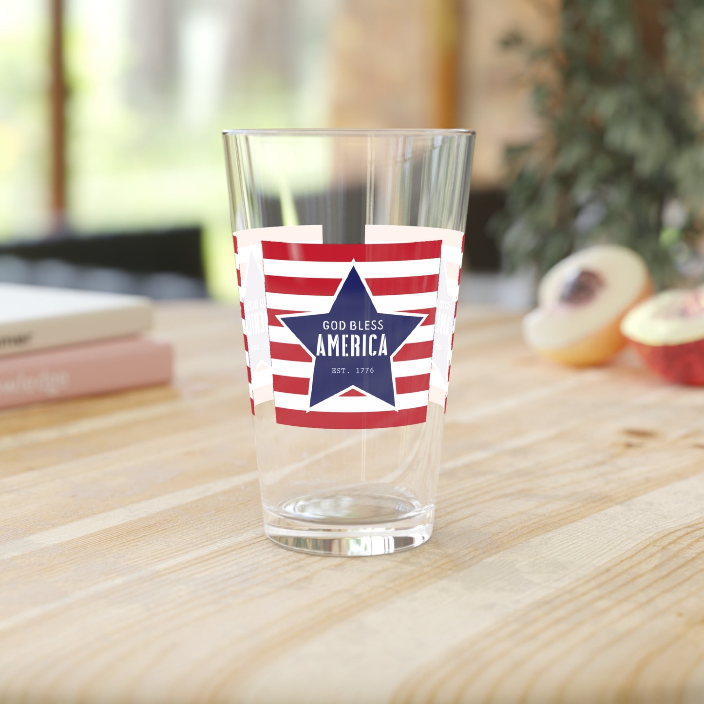 God Bless America Pint Glass - 16 oz - Celebrate with Stars, Stripes, and Sips! Part of Our Independence Day Glassware Collection.
