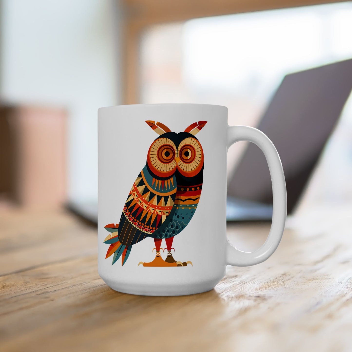 Autumn Owl Wisdom Ceramic Mug - 15 oz. - Sip the Wisdom of the Wild this Autumn! From our Spirit of the Wild Collection.