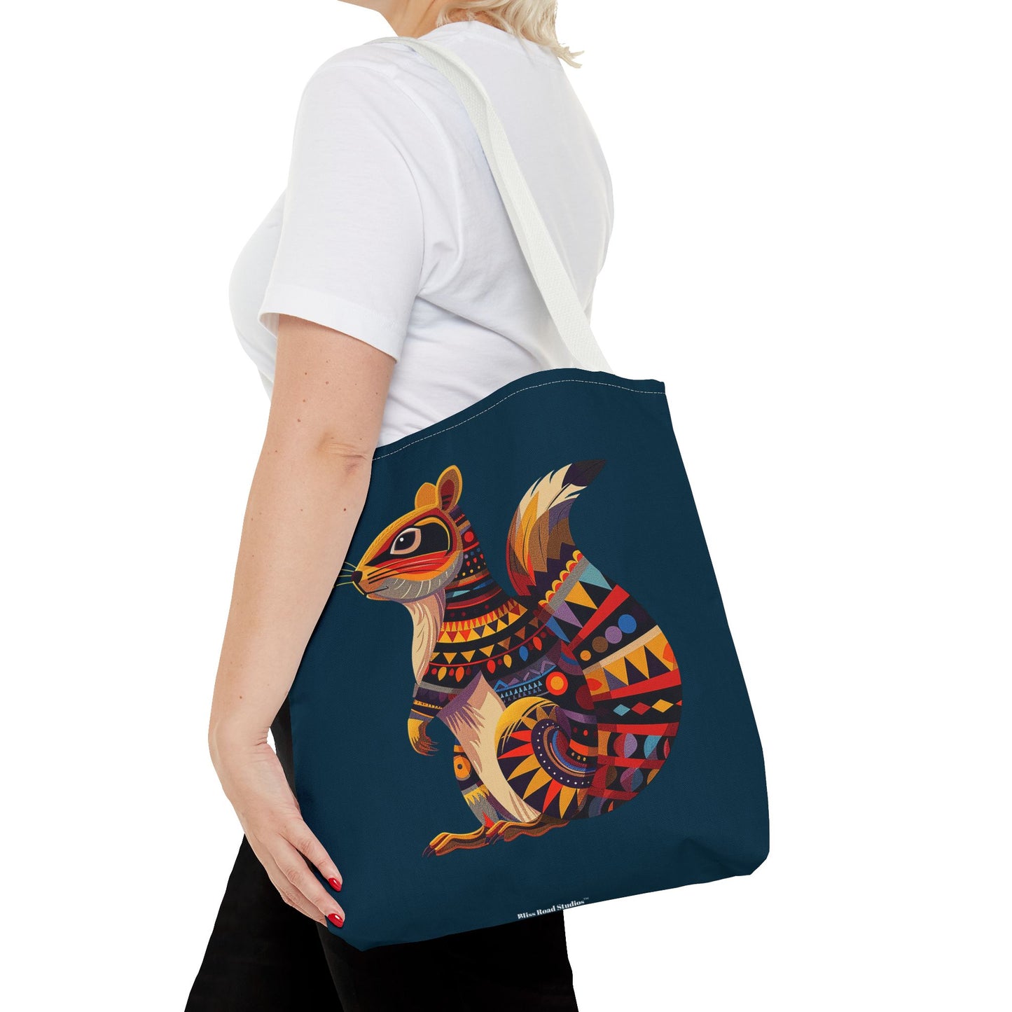 Autumn Squirrel Tote Bag - Wild Whimsy with a Tribal Twist! From our Spirit of the Wild Collection. Available in 3 sizes.