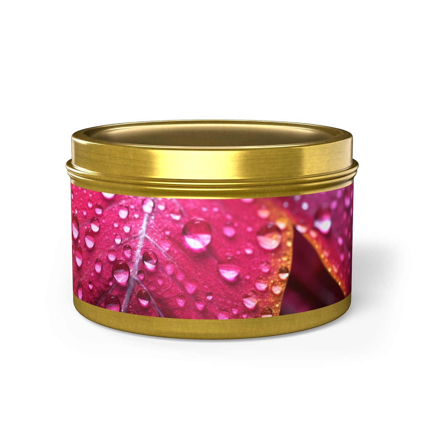 Tropical Dew Leaf Tin Candle. Embrace Nature's Serenity - A Tropical Retreat in Every Flame. Available in 2 sizes, 3 finishes, and 3 scents.