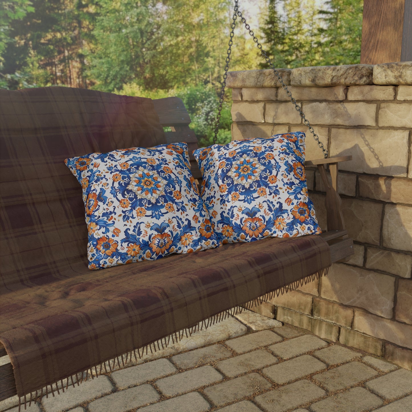 Sierra Blossom Square Outdoor Pillow - Spun Polyester - Double-Sided Print - UV-Resistant - Water-Resistant - Available in 3 sizes.