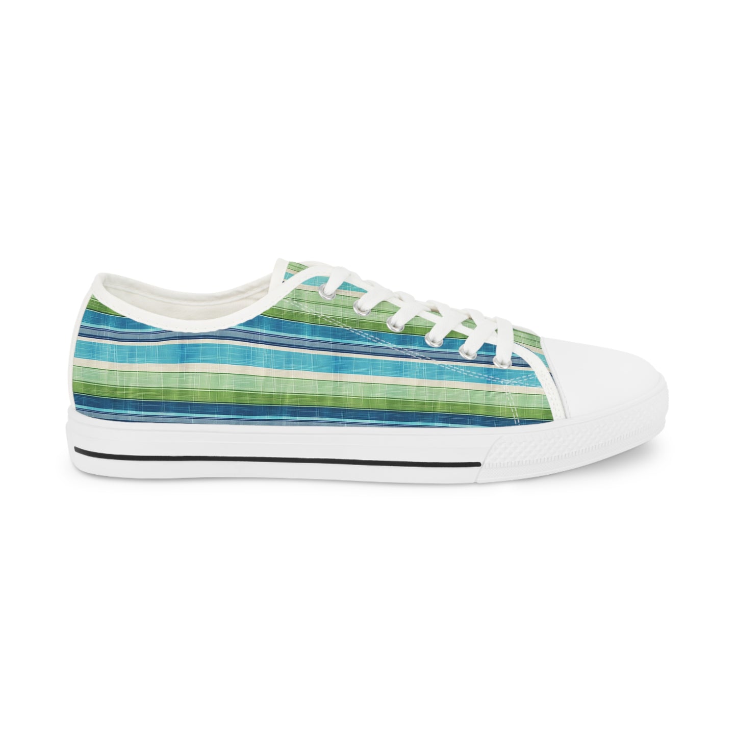 Ocean Whisper Stripes Men's Low Top Sneakers - Stride with the Current with Our Ocean Whisper Stripes Sneakers!