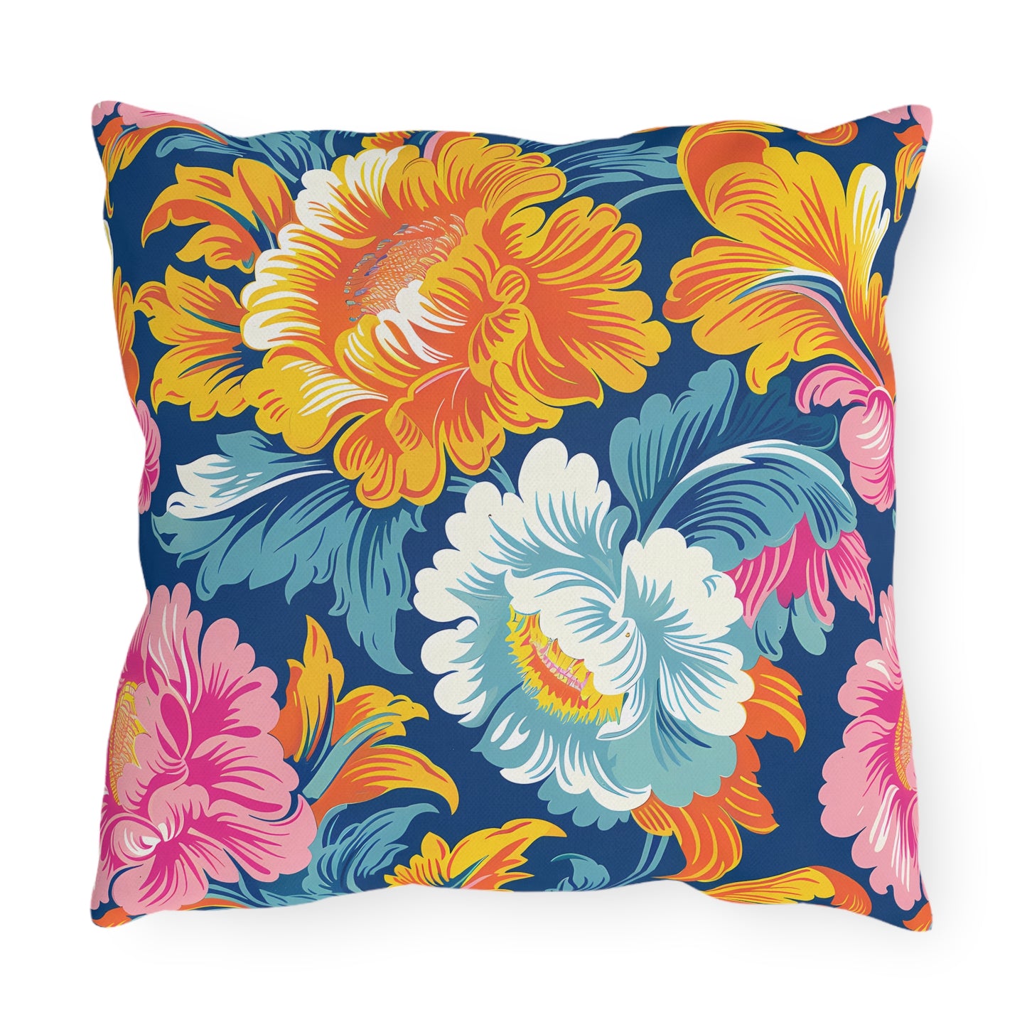 Chintz Charm Square Outdoor Pillow - Spun Polyester - Double-Sided Print - UV-Resistant - Water-Resistant - Available in 3 sizes.