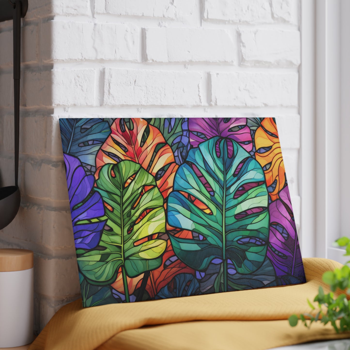 Stained Glass Series: Beautiful Plants Cutting Board - Available in 2 sizes.