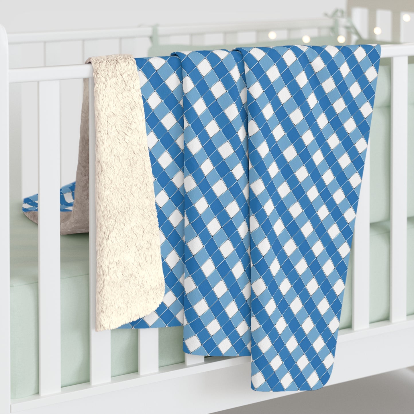 Modern Blue Ribbon Sherpa Fleece Blanket - Get Cozy in our Modern Blue Ribbon Print Blanket! - Available in 2 sizes.