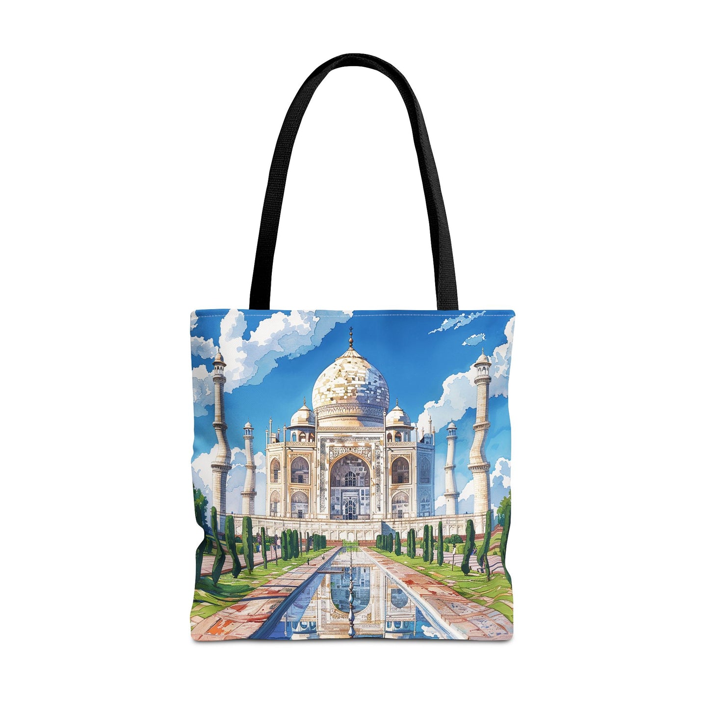 Taj Mahal Reflection Tote Bag - Carry the Splendor of the Taj Wherever You Go! Available in 3 sizes.