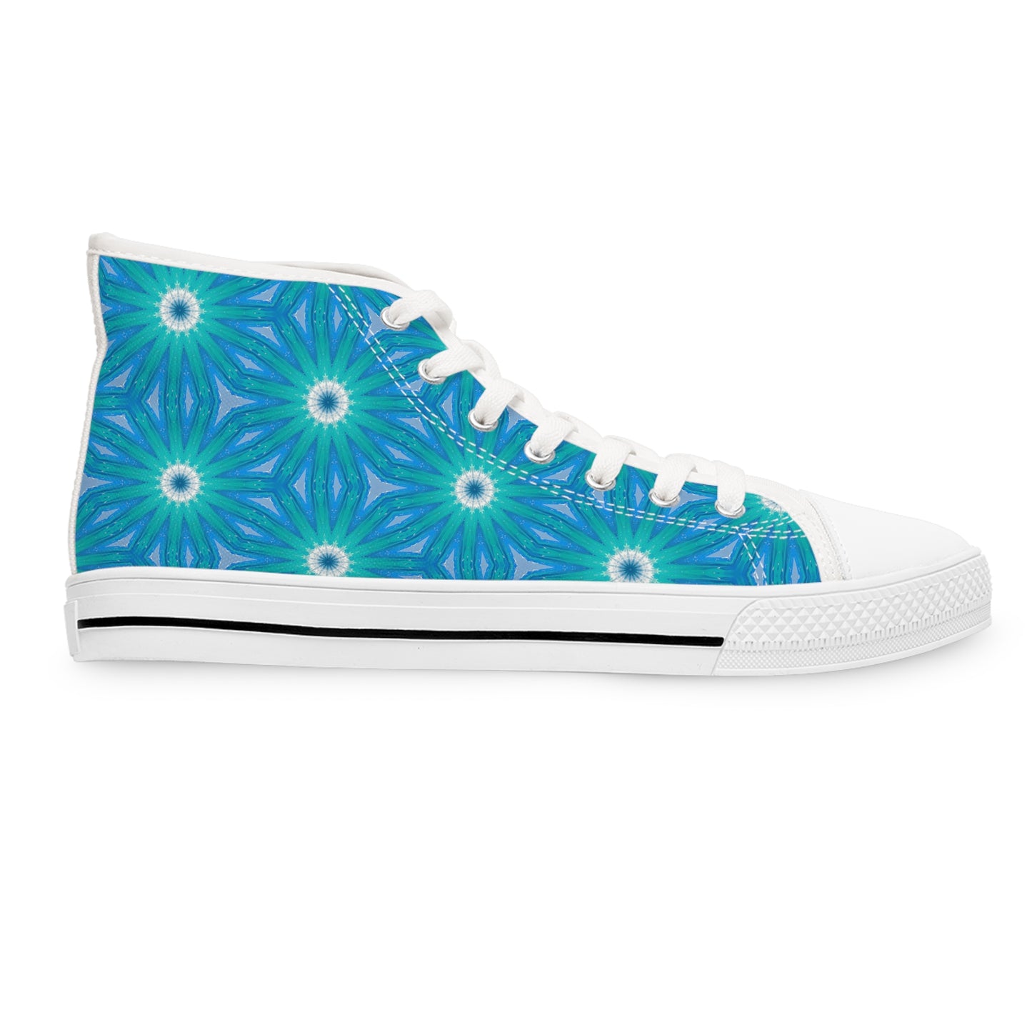 Sapphire Nebula Ladies' High Top Sneakers - Unleash Your Cosmic Cool with the Geometric Sapphire Nebula!