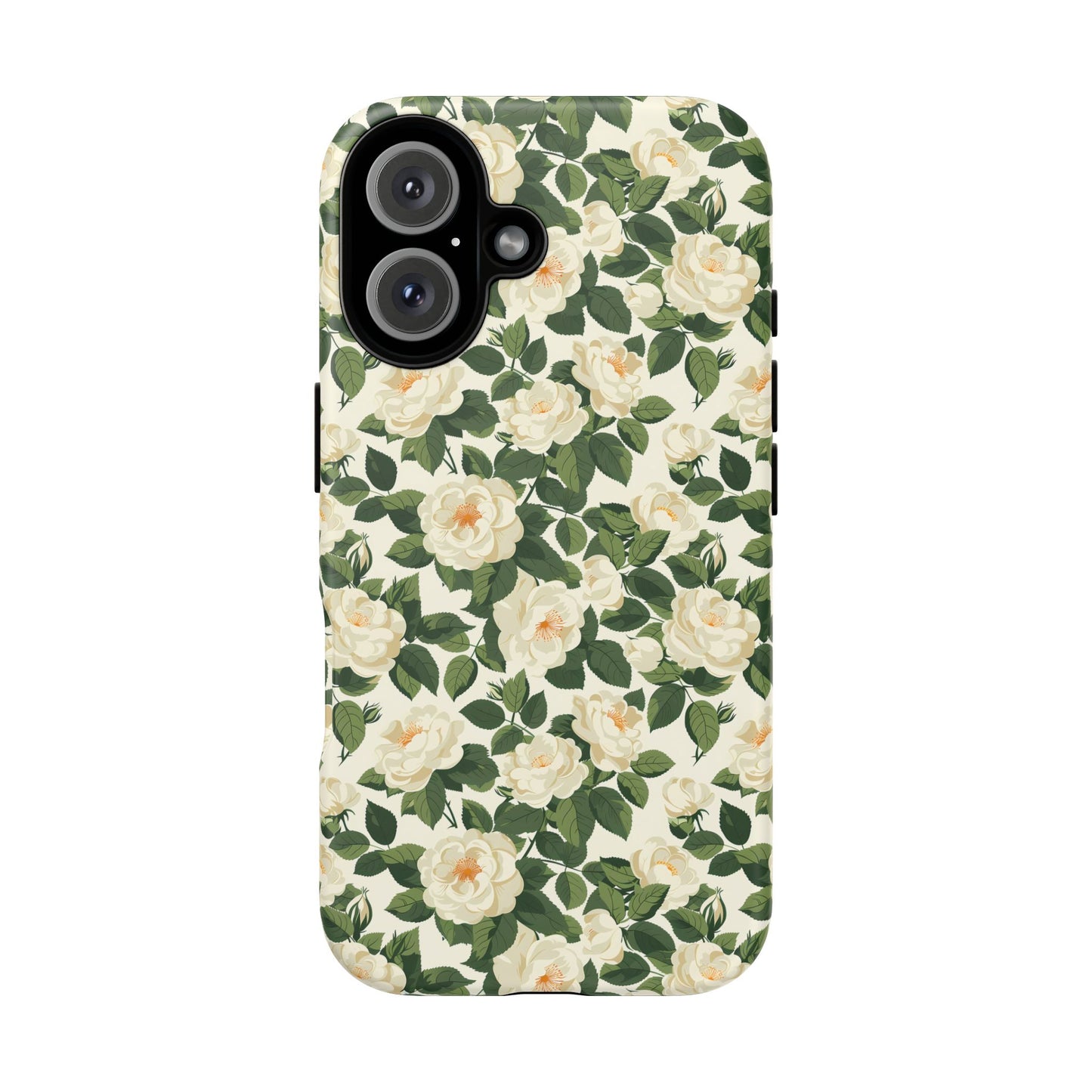 White Roses at Dawn Tough Phone Case for Apple iPhone, Samsung Galaxy, and Google Pixel.