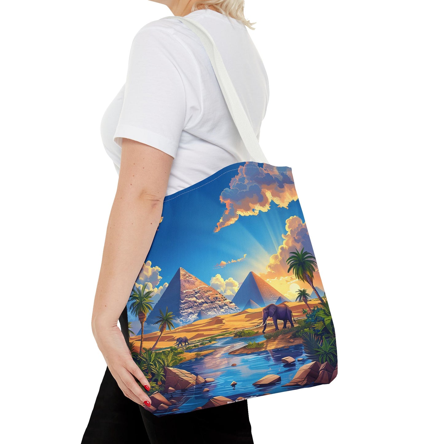 Pyramids of Giza Oasis Tote Bag - Ancient Wonders, Natural Serenity - All in One Bag! Available in 3 sizes.