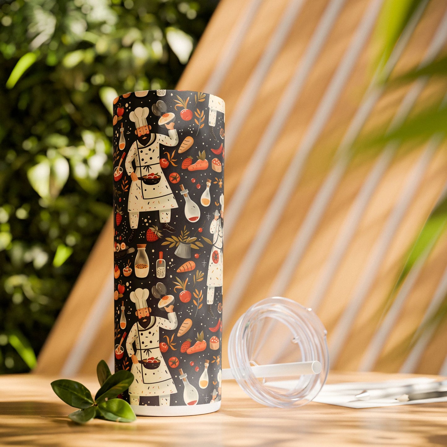 Chef's Delight Skinny Tumbler with Straw - 20 oz. Insulated Stainless Steel - Savor Every Sip with Chef-Approved Style!