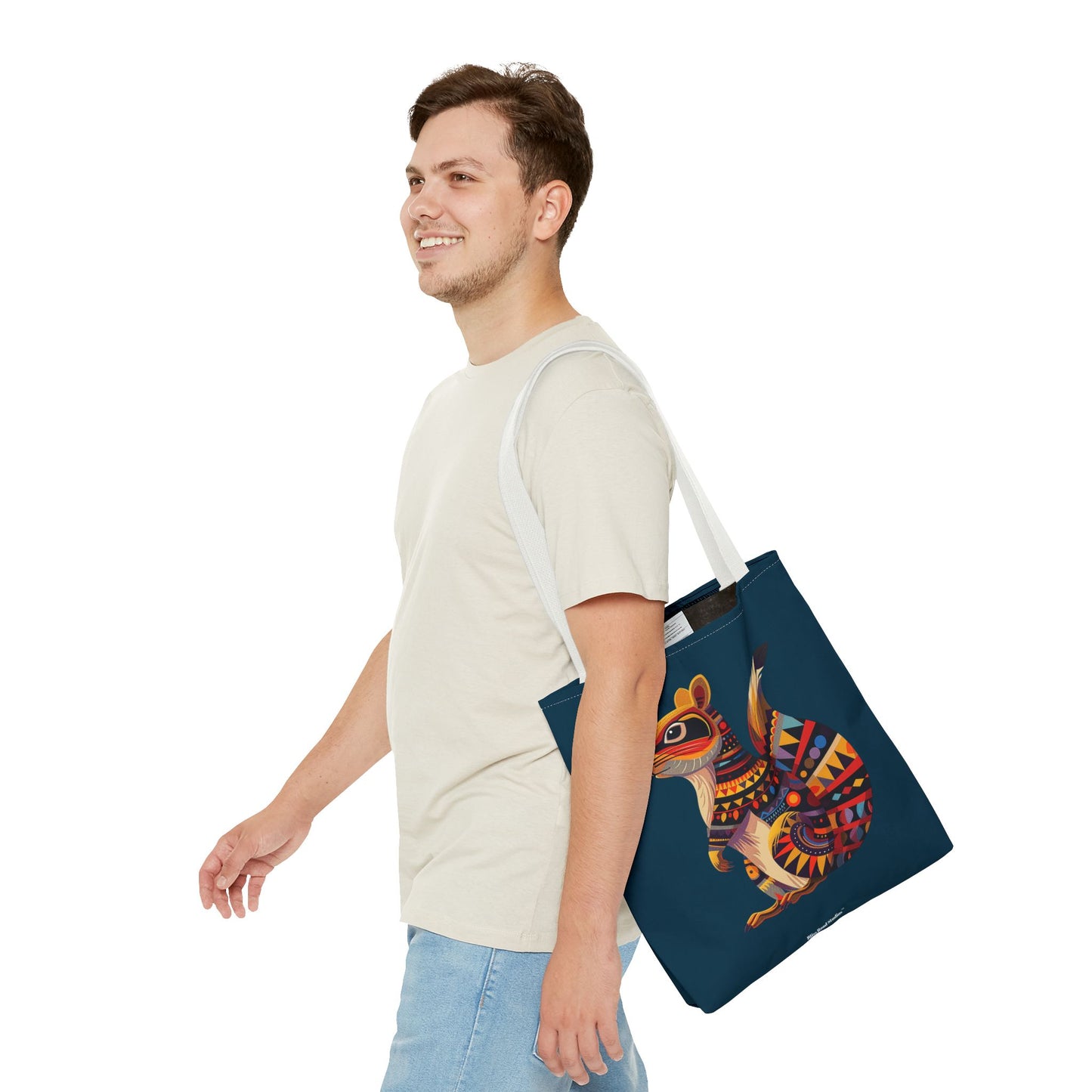 Autumn Squirrel Tote Bag - Wild Whimsy with a Tribal Twist! From our Spirit of the Wild Collection. Available in 3 sizes.