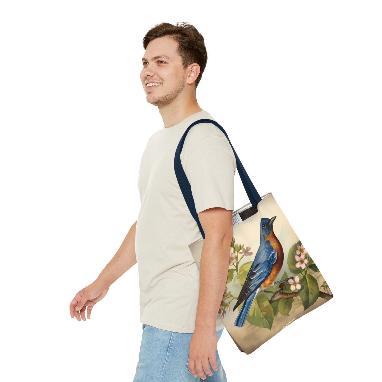Bluebird Botanical Tote Bag - Enjoy Nature's Elegance on the Go! Available in 3 sizes.