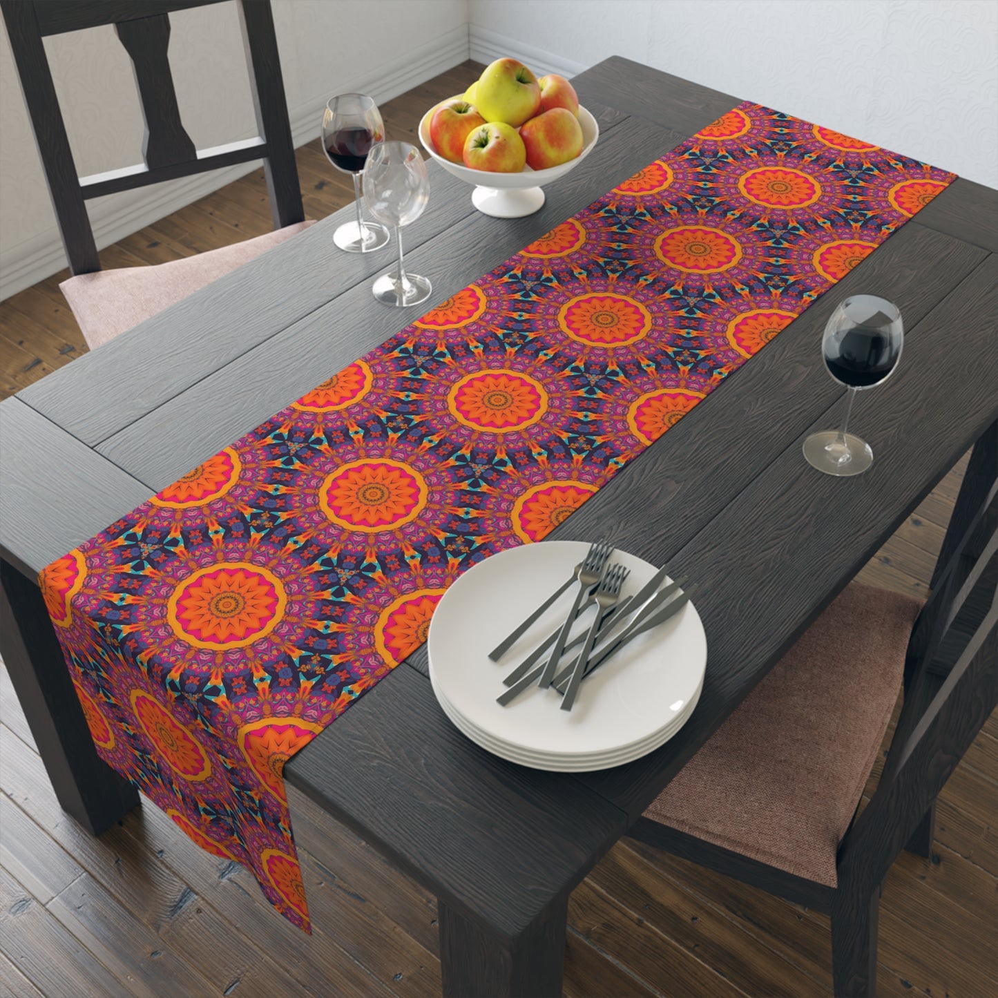 Fiery Mosaic Magic Table Runner - Ignite Your Table with Fiery Mosaic Magic! Available in 2 fabrics and 2 sizes.
