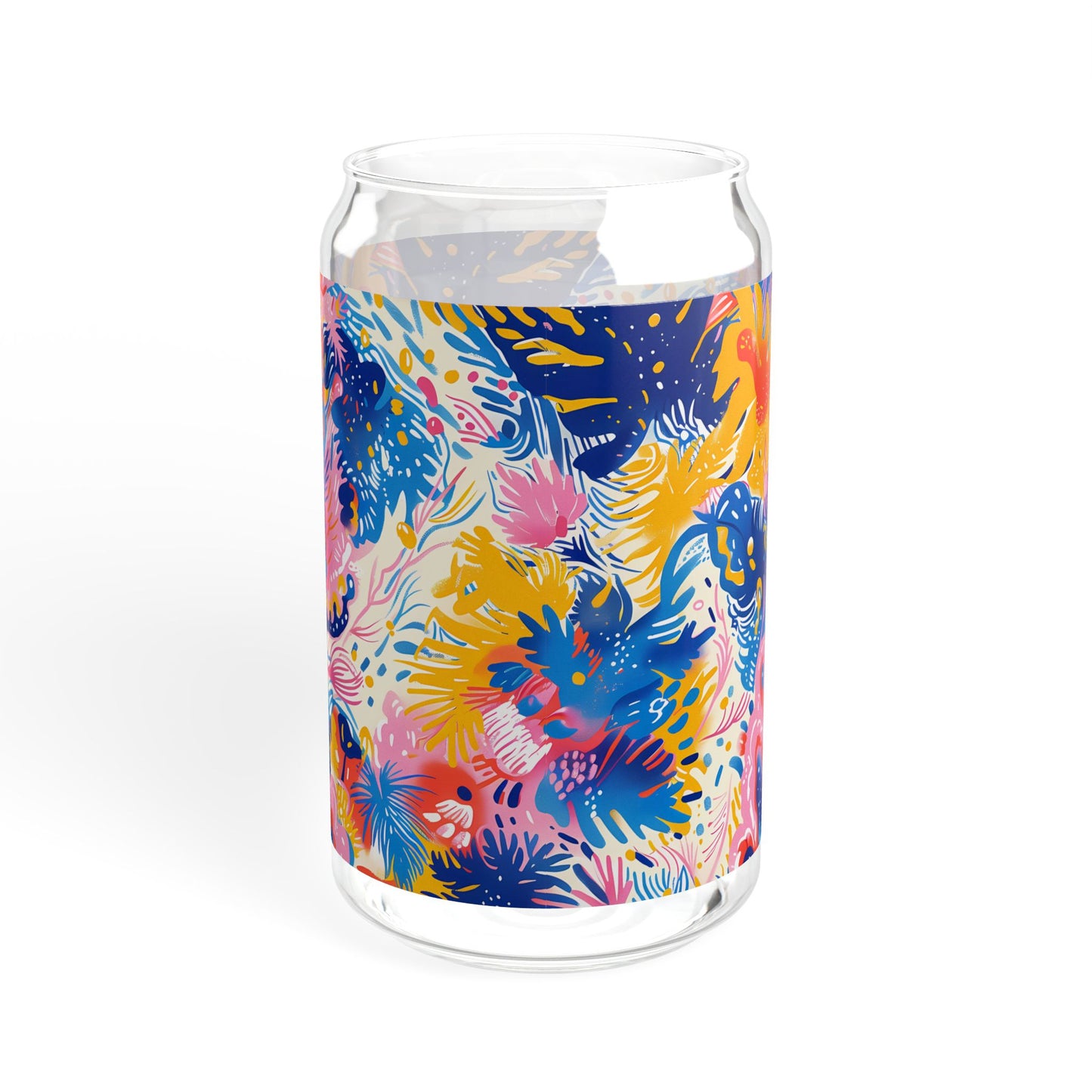 Splatter Blossom Sipper Glass Tumbler - 16 oz - Sip a Splash of Color with Splatter Blossom!