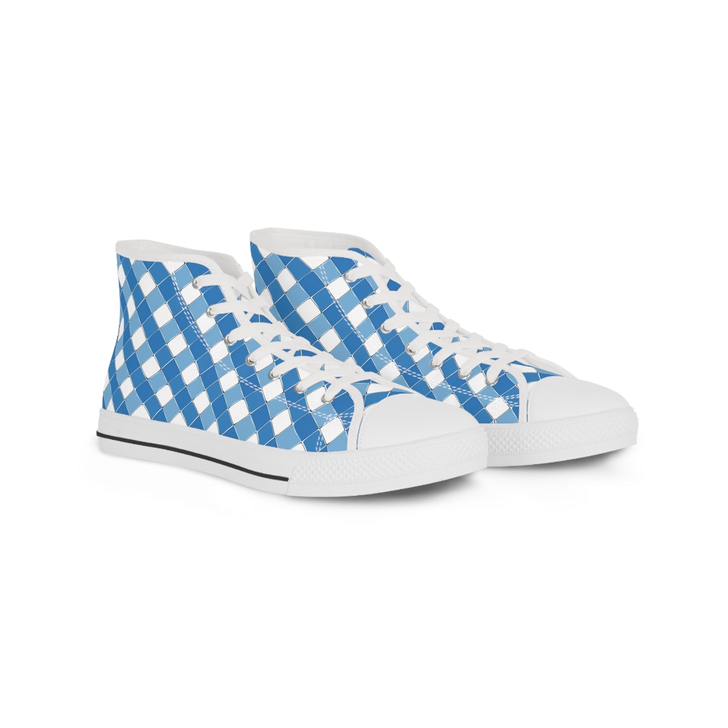 Modern Blue Ribbon Men's High Top Sneakers - Stride in Style - Classic Patterns Reimagined!