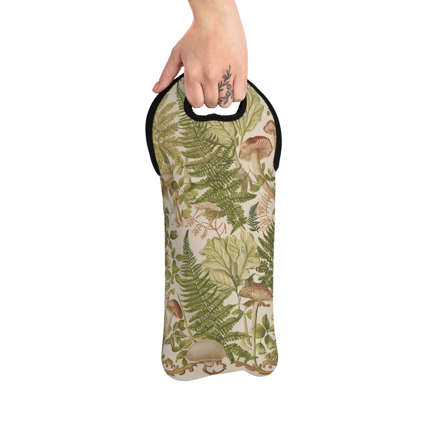 Botanical Woodland Whimsy Wine Tote Bag - 100% Neoprene - Carry the Beauty of the Forest with Every Pour!