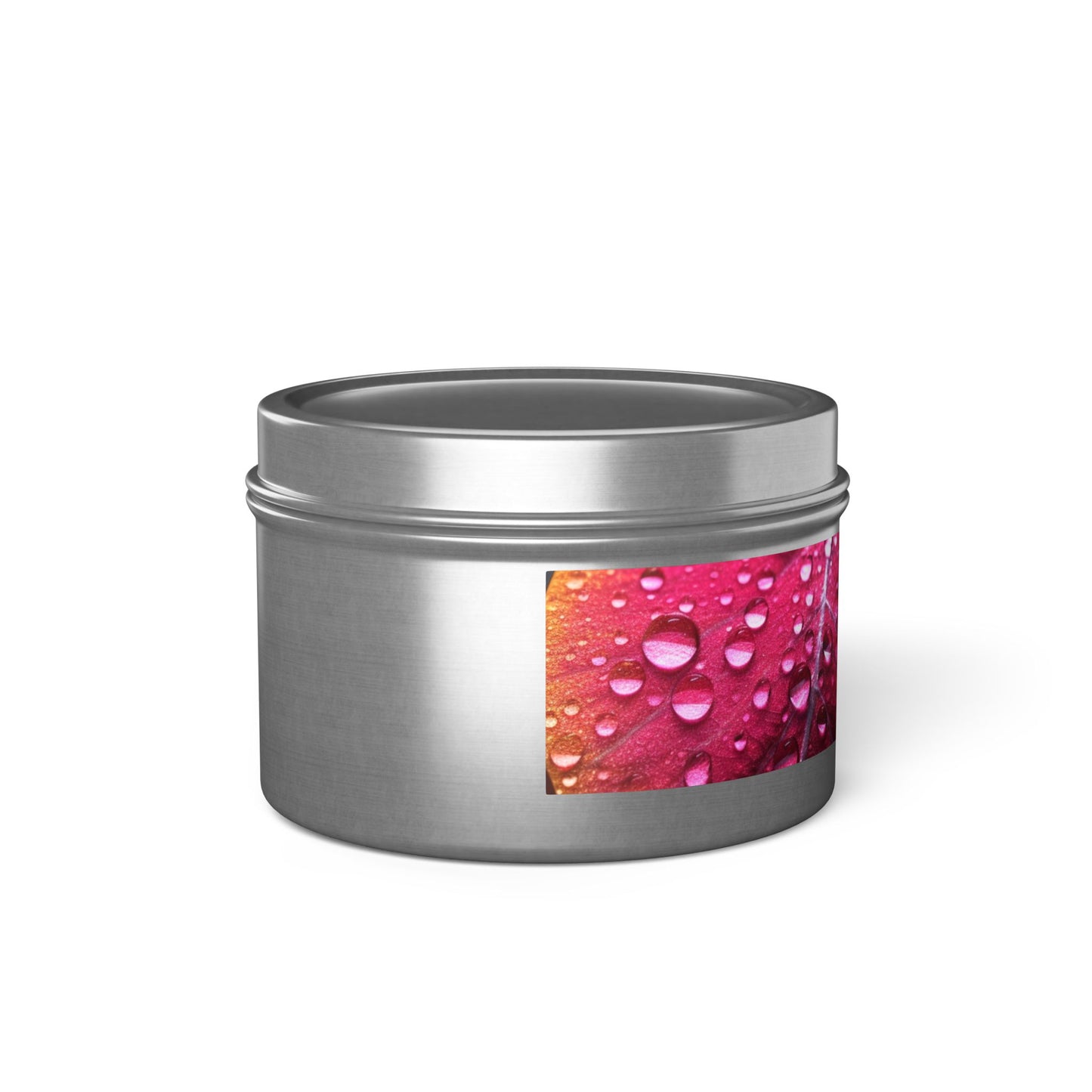 Tropical Dew Leaf Tin Candle. Embrace Nature's Serenity - A Tropical Retreat in Every Flame. Available in 2 sizes, 3 finishes, and 3 scents.