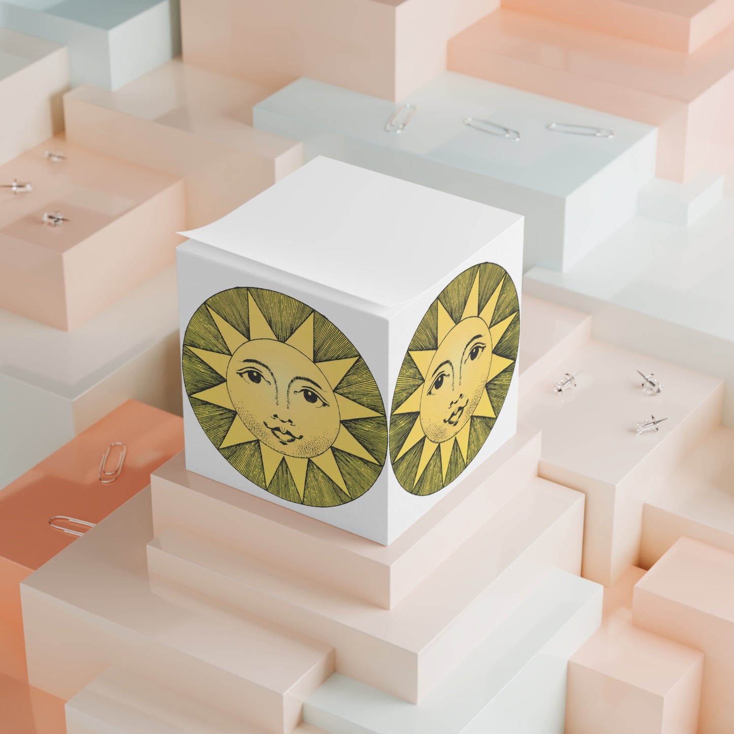 Vintage Sun Note Cube - Let Your Ideas Radiate like the Sun!