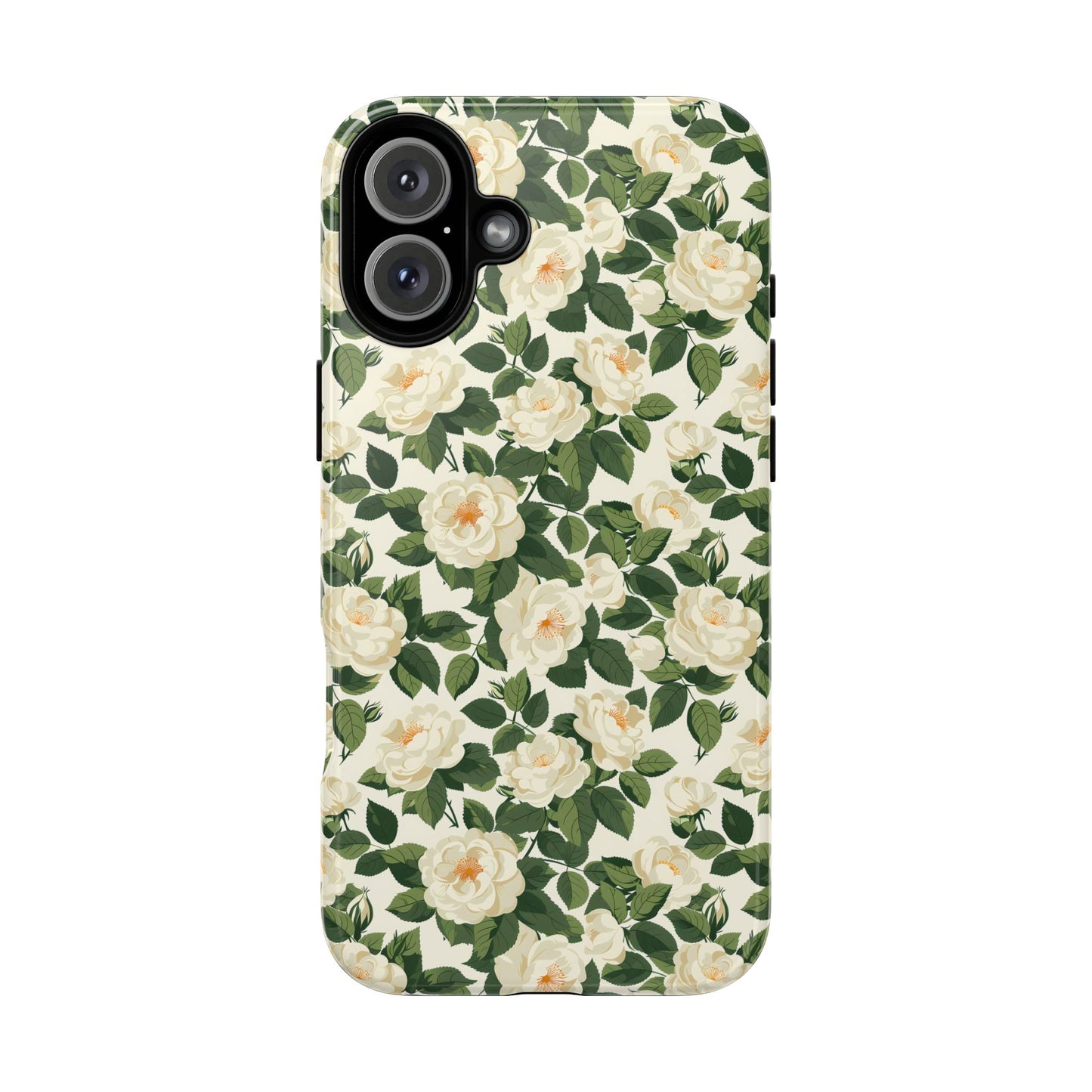 White Roses at Dawn Tough Phone Case for Apple iPhone, Samsung Galaxy, and Google Pixel.