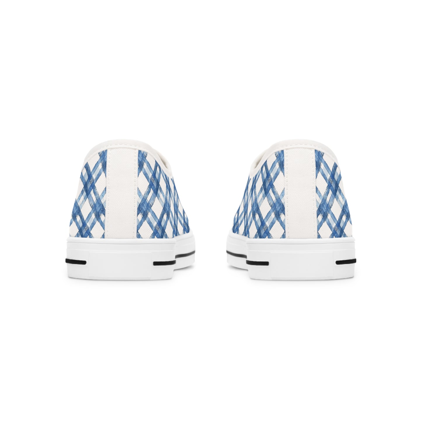 Blue Breeze Gingham Ladies' Low Top Sneakers - Gingham Charm Meets Contemporary Cool – Step Into Effortless Style!