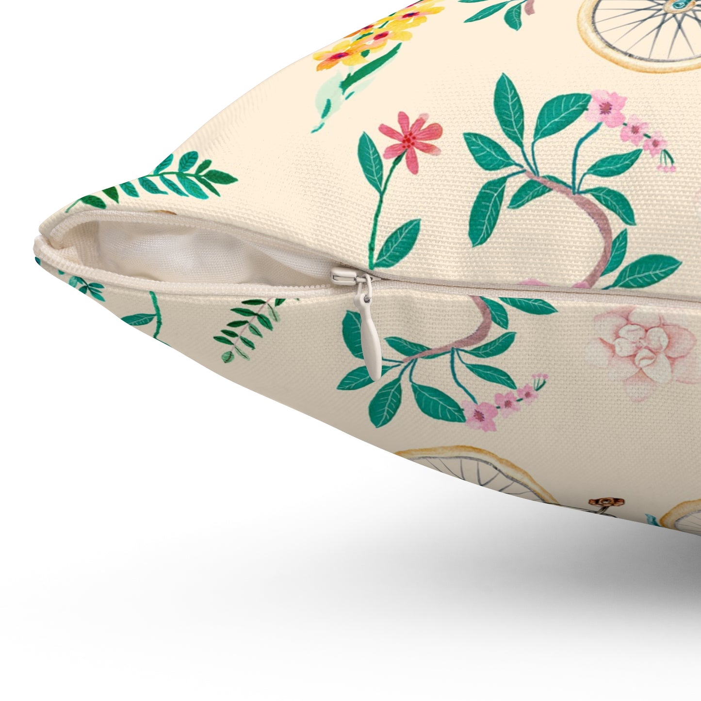 Whimsical Wheels Square Throw Pillow - Spun Polyester - Double-Sided Print - Concealed Zipper - Available in 4 sizes.