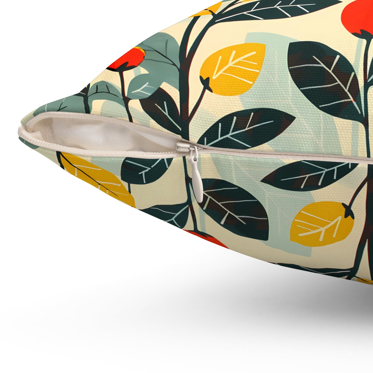 Midcentury Vines Square Throw Pillow - Spun Polyester - Double-Sided Print - Concealed Zipper - Available in 4 sizes.