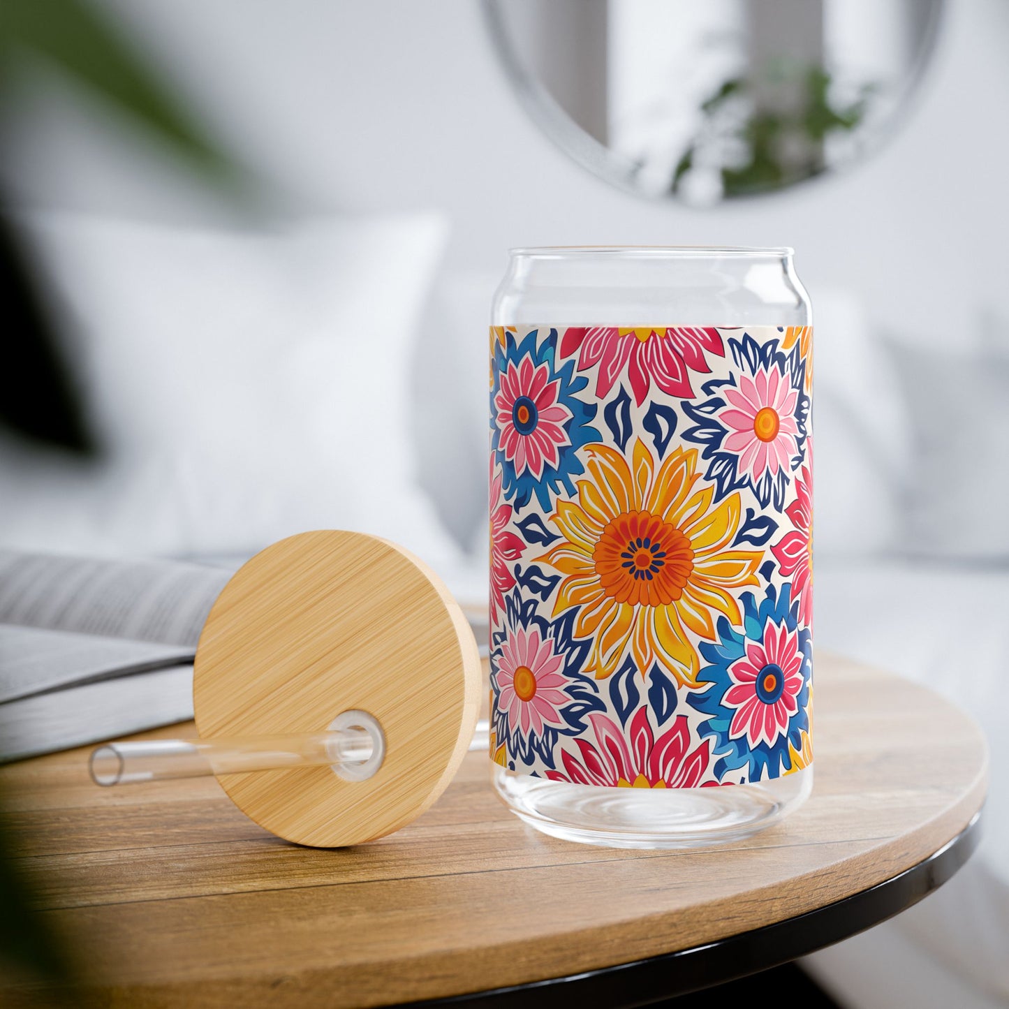 Sunsplash Petals Sipper Glass Tumbler - 16 oz - Sip in the Sunshine with Every Petal!