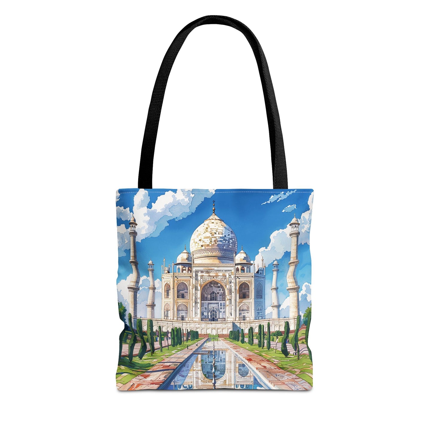 Taj Mahal Reflection Tote Bag - Carry the Splendor of the Taj Wherever You Go! Available in 3 sizes.