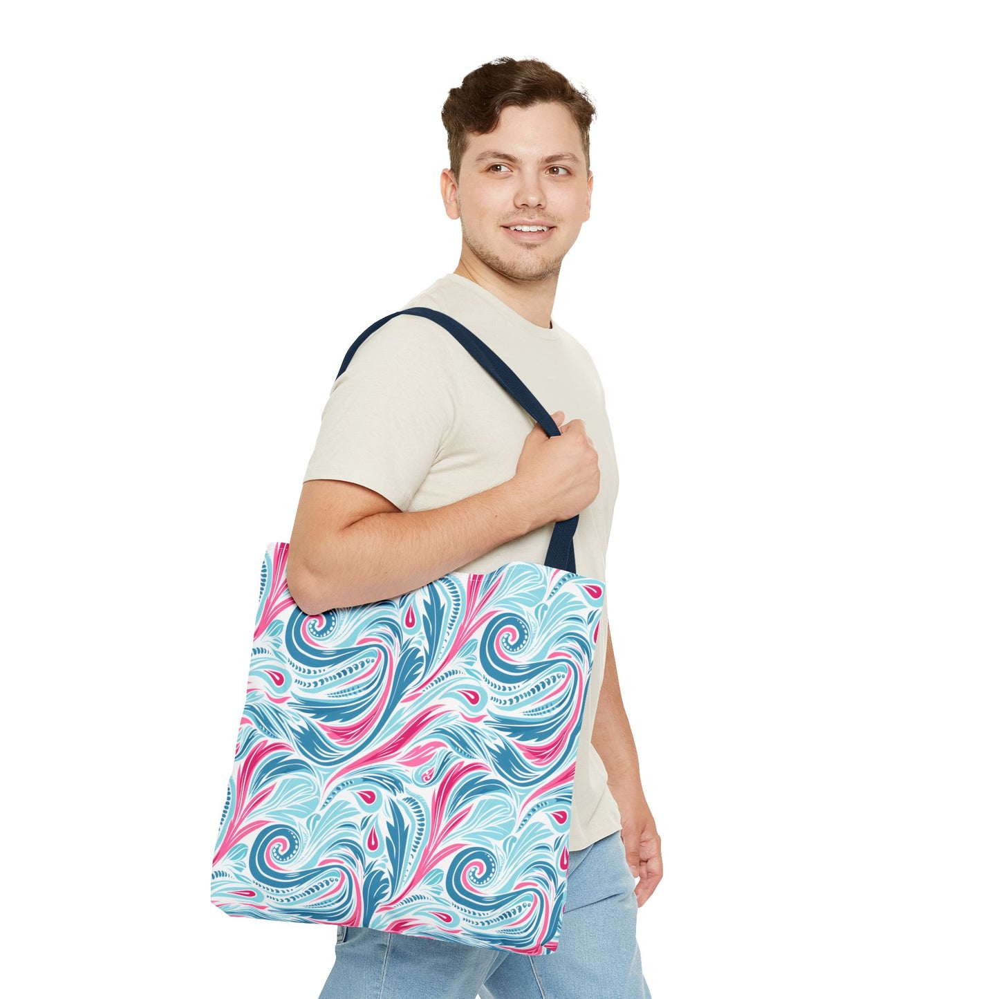 Teal Tide Twirl Tote Bag - Go Through Life with Coastal Charm! Available in 3 sizes.