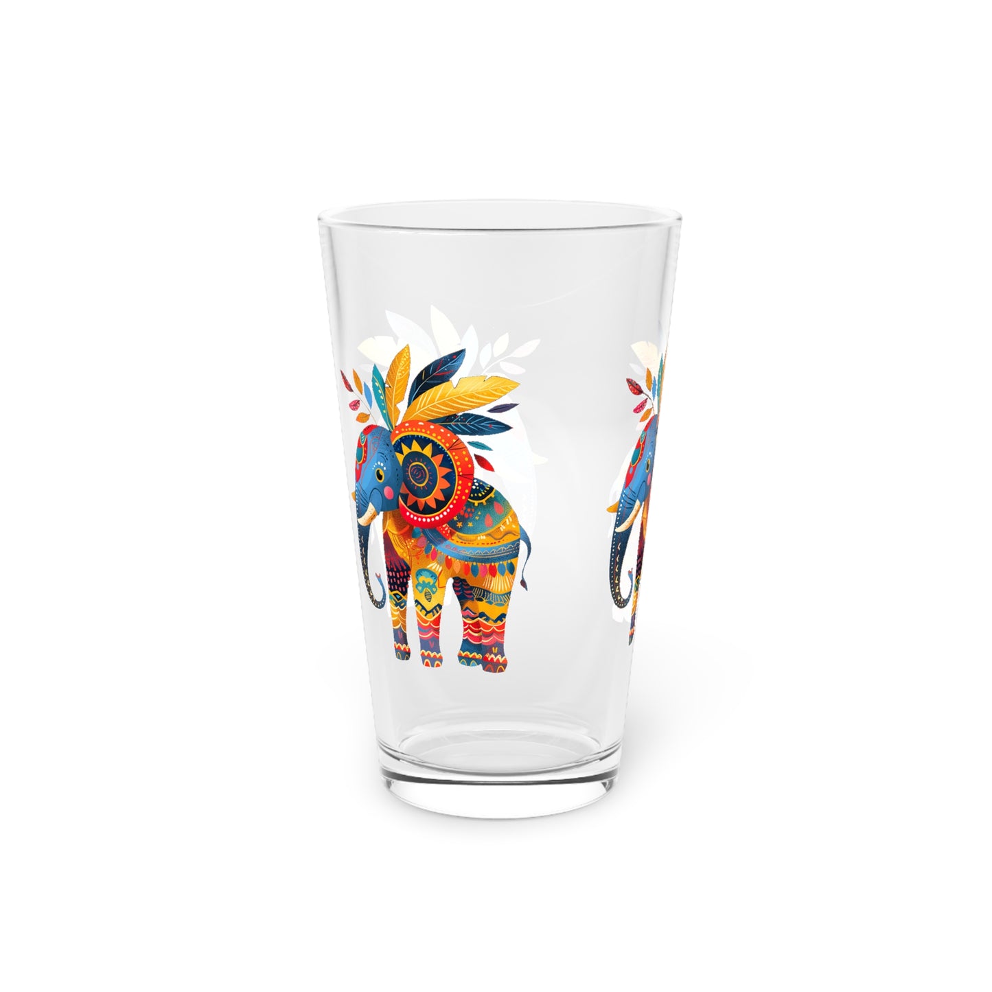Ethnic Elephant Pint Glass - 16 oz - Stomp into Style with Every Sip with Ethnic Elephant!
