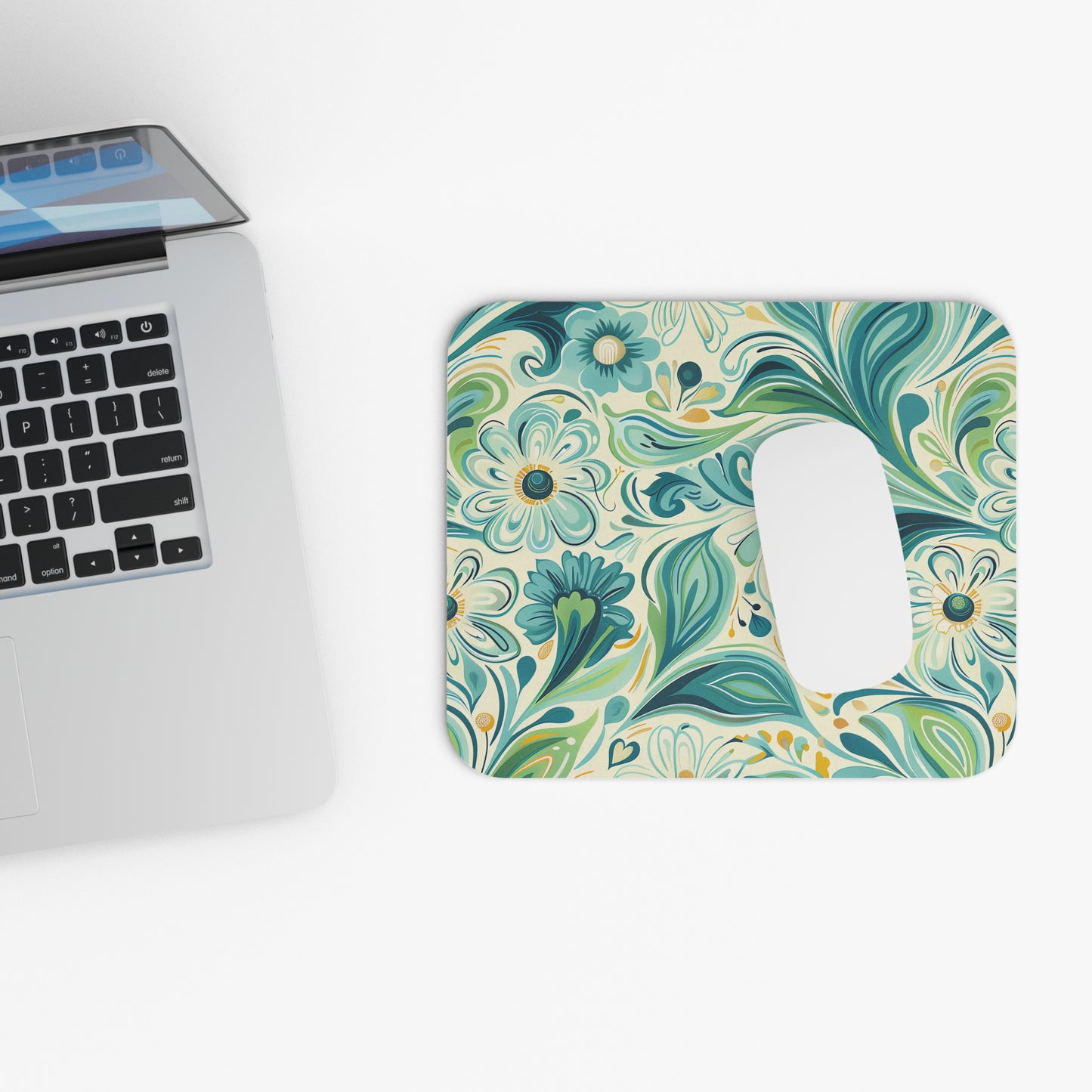Whimsical Teal Floral Garden Mouse Pad - Let Your Mouse Wander Through a Whimsical Garden!