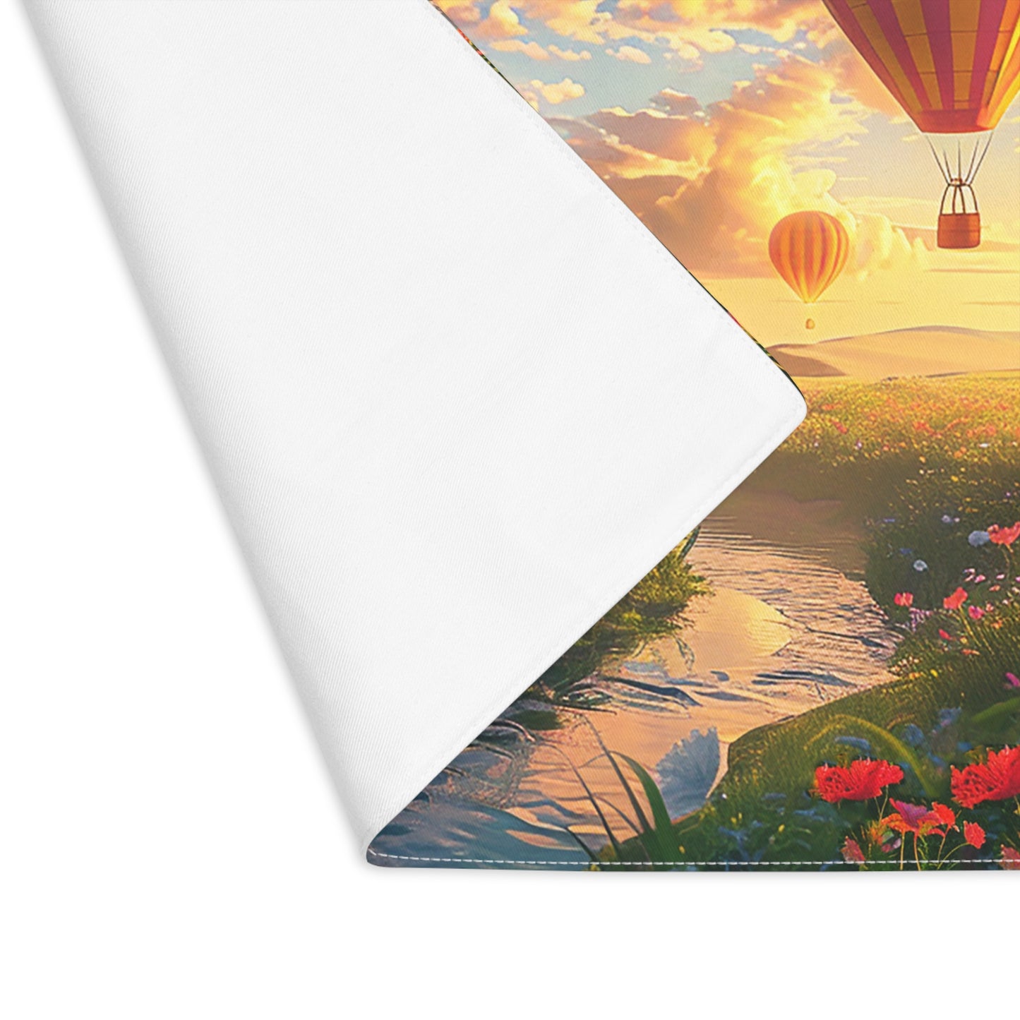 Hot Air Balloons at Sunrise Placemat - Soar into Serenity with Every Meal! Cotton Twill - 18" x 14"