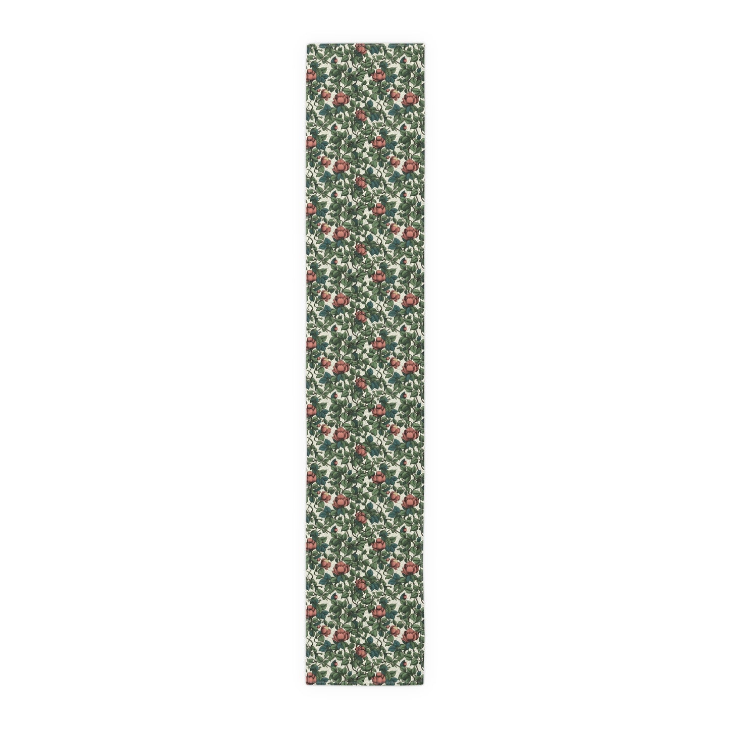 Classic Red Rose & Vine Table Runner - Cotton Twill - Available in 2 sizes: 16" x 72" and 16" x 90".