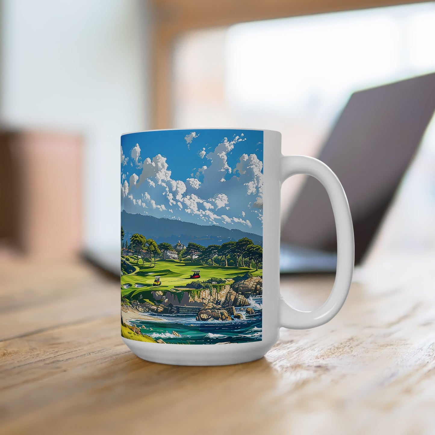 Pacific Cypress Golf Retreat Ceramic Mug - 15 oz - Sip in Style with our Coastal Golf Mug!